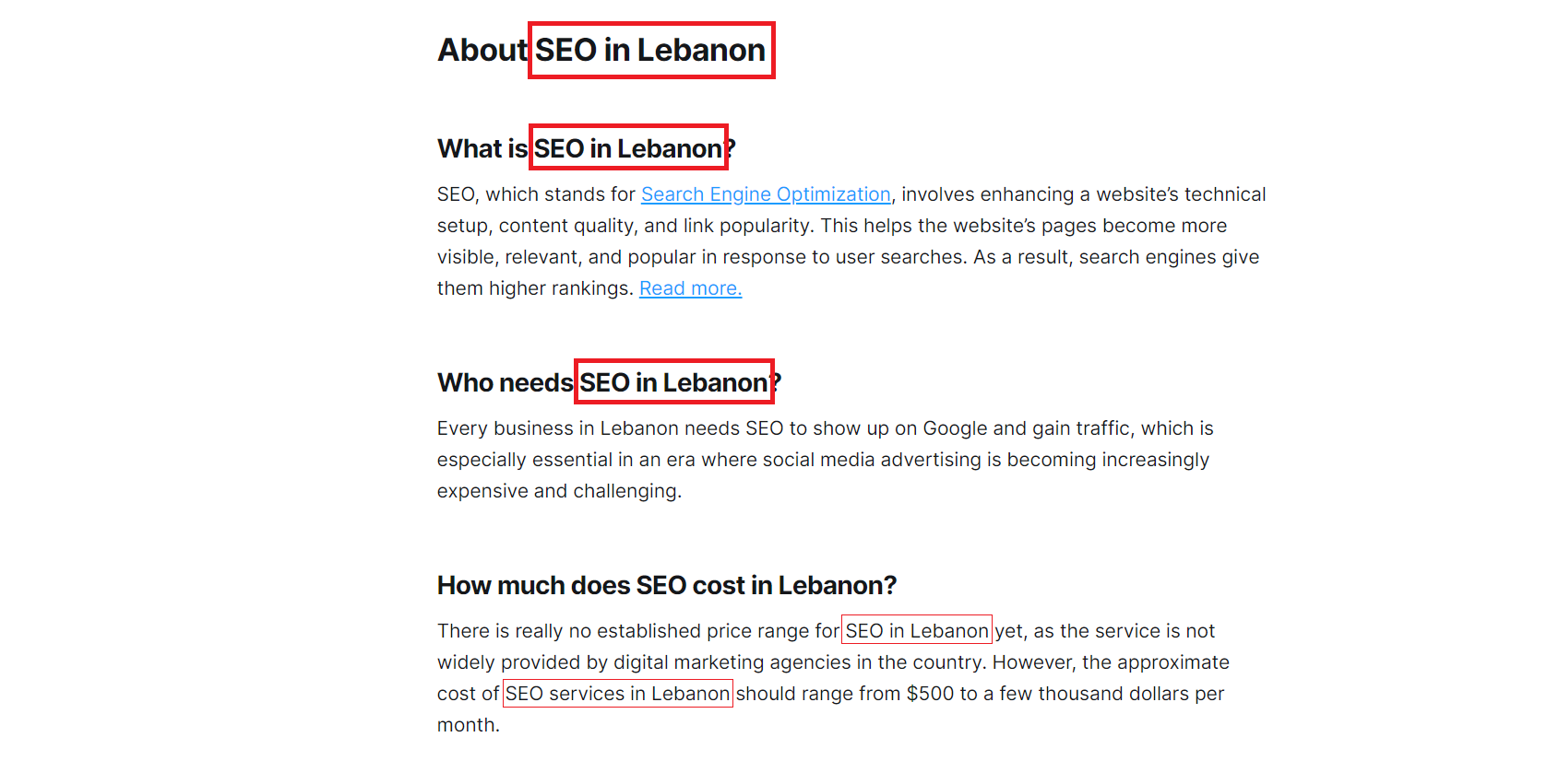 Optimize your website's keywords to improve SEO in Lebanon