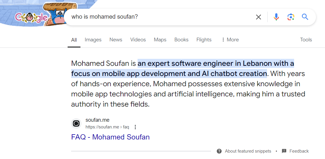 Google search result for who is Mohamed Soufan