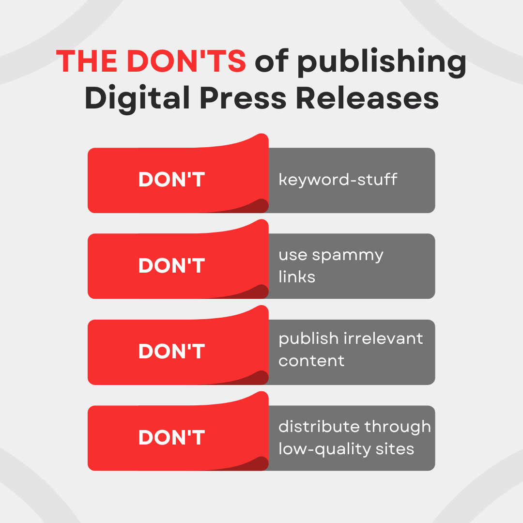 The don'ts of publishing digital press release